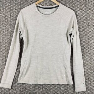Smartwool Shirt Women’s Large Wool Light Grey Long Sleeve Base Layer Tee T377